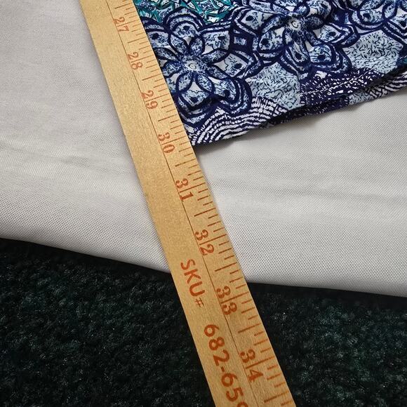 Roz & Ali Blue Wide Leg Palazzo Pants Yoga Travel Boho Hippie Mosaic Comfort L - Picture 9 of 11